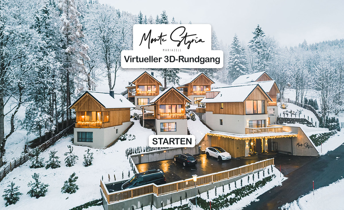 Montestyria Mariazell Virtueller 3D-Rundgang Chalets entdecken